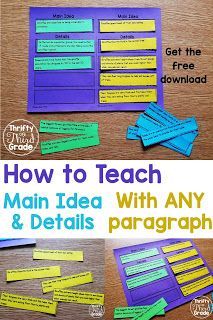 how to teach main idea with any and details