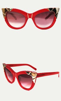 Hand-sculpted gold detail and a rich burgundy hue make this glamorous style a standout pair. Wear these statement sunglasses all season to add color to any outfit. Sunglasses Trend, Statement Sunglasses, Throwing Shade, Ray Ban Sunglasses Outlet, Four Eyes, Red Sunglasses, Rich Burgundy, Eye Wear, Glamorous Style