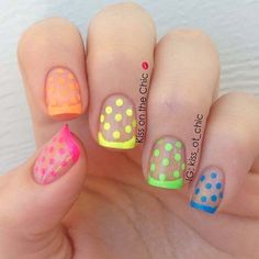 Polka Dot Nail Art Designs, Clear Glitter Nails, Nail Art Gel