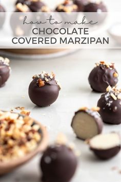 chocolate covered marzipans with nuts on top