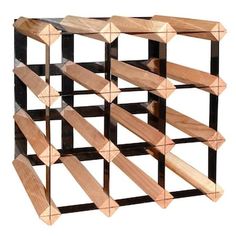 a wine rack made out of wooden planks