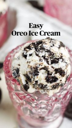 an oreo ice cream in a glass bowl