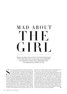 an advertisement for the magazine mad about the girl with black and white text on it