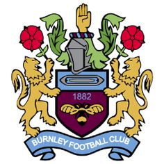 the logo for burnley football club, with two lions on it and roses in the background