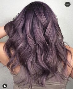 Light Brown Purple Hair, Muted Purple Hair, Smoky Purple Hair, Smokey Lavender Hair, Purple Hair Brown Eyes, Lavender Balayage, Lavender Hair Ombre, Guy Tang Hair