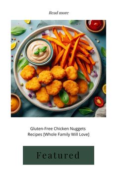 a plate with fried chicken nuggets and carrots