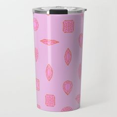 a pink tumbler with diamonds on it