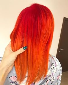 Spicy red + orange ombre by @raznoglazaya_hair - try our True Lust + Siam for your own red hot look! #lunartides #orangehair #ombre Orange And Red Hair, Orange Red Hair, Red And Orange Hair, Red And Orange Hair Split, Fire Red Ombre Hair, Red To Orange Ombre Hair, Dark Red To Orange Ombre Hair, Bright Red Hair Photoshoot