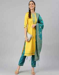 Women Salwar Suit with Thread Embroidery Work on Top with Jacquad Dupatta Yellow color Processing Time : 6-8 Business Days Work : Thread Embroidery Work on Top with Jacquad Dupatta Fabric: Top : Slub Silk Blend Bottom : Slub Silk Blend Dupatta : Jacquard Color: Top : Yellow Bottom : Firozi Dupatta : Firozi #latestsuitstyles #designerchuridar #kurtasalwarforladies #salwarsuitonlineshopping #designsuit #salwartop #suitindia #trendindiaonlineshopping Luxury Yellow Semi-stitched Salwar Kameez, Luxury Yellow Long Sleeve Unstitched Suit, Luxury Yellow Dola Silk Sets, Luxury Yellow Slub Silk Unstitched Suit, Luxury Yellow Silk Salwar Kameez, Luxury Yellow Slub Silk Dupatta, Luxury Yellow Art Silk Unstitched Suit, Luxury Elegant Unstitched Yellow Suit, Luxury Yellow Katan Silk Sets