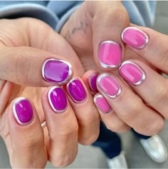 Pink Funky Nails, Cute Minimalist Nails, Nails Simple Pink, Nails Cute, Dark Nails, Nails Simple, Girls Nails, Fire Nails