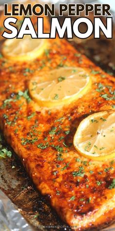 the cover of lemon pepper salmon is shown