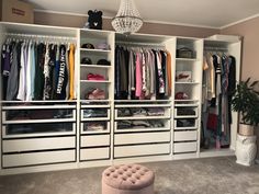 the closet is full of clothes and shoes for all kinds of people to use it