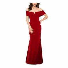 Betsy & Adam's Statement-Making Gown Is A Beauty Designed With A Notched Off-The-Shoulder Neckline And A Sleek Silhouette. Notched Off-The-Shoulder Neckline Hidden Back Zipper With Hook-And-Eye Closure Shell: Polyester/Spandex; Lining: Polyester Made In Usa Style Number: A22251 Red Off-shoulder Maxi Dress For Evening, Red Off-shoulder Evening Dress For Gala, Red Off-shoulder Prom Gown, Formal Off-shoulder Holiday Evening Dress, Red Off-shoulder Maxi Dress For Formal Occasions, Red Off-shoulder Gown For Prom Season, Red Off-shoulder Gown For Prom, Formal Red Off-shoulder Maxi Dress, Iridescent Prom Dress