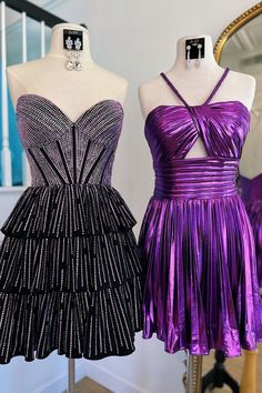 #HomecomingDressGoals #HocoDresses #HomecomingFashion #Prom2024Style #PinterestHocoInspo Purple Party Dresses With Straps, Purple Spaghetti Strap Dress For Party Season, A-line Dress With Straps For Night Out, Purple Mini Dress With Spaghetti Straps For Evening, Purple Spaghetti Strap Mini Dress For Evening, Purple Spaghetti Strap Evening Dress, Purple Sleeveless Corset Dress For Evening, Mini Homecoming Dress, Homecoming Dresses For Teens