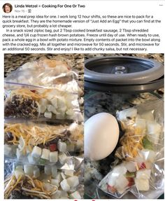 an image of food in plastic bags on the counter top and another photo of what appears to be boiled eggs