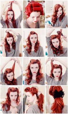 DIY: Super Beautiful Hairstyle! Retro Ponytail, Cabelo Pin Up, Pinup Hair Tutorial, Rockabilly Mode, Retro Hairstyles Tutorial, 40s Hairstyles, Vintage Hairstyles Tutorial, Ponytail Tutorial, Victory Rolls