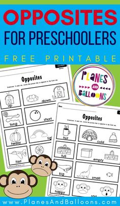 an image of worksheets for preschool with the words opposites