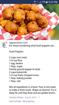 the recipe for appalachan livin's fried food is shown in this screenshot