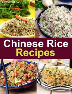 different types of rice are shown in this collage