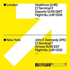 a yellow and white business card with the words new york in black ink on it