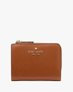 Madison Small L Zip Wallet | Kate Spade Outlet Classic Compact Kate Spade Wallet, Kate Spade Classic Compact Wallet, Classic Kate Spade Wallet With Interior Card Slots, Classic Kate Spade Wallet With Card Slots, Classic Wallets With Logo For Everyday Use, Tiny Bag, Kate Spade Outlet, Logo Line, Kate Spade Wallet