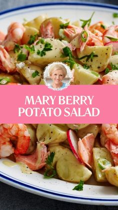 Mary Berry Potato Salad Klondike Goldust Potatoes Recipe, Parsley Salmon, Vinegar Potato Salad, Salad With Salmon, Potatoe Salad, Tiger Prawns, Foodie Lover, Mary Berry Recipe, Berry Recipes