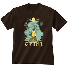 Keep It Reel - There are a lot tall tales out there so remember to be genuine, honest, and keep it reel! - Pre-shrunk 100% cotton makes a soft fit that never changes - Seamless collar won't chafe - Double-needle stitched neckline, sleeves and bottom hem for durability At Earth Sun Moon, we offer a wide variety of fun and quirky nature themed apparel. We take pride in producing high quality screen printed shirts in Grove City, PA. Our products make great gifts for the outdoor enthusiast in your l Earth Sun And Moon, Screen Printed Shirts, Tall Tales, Screen Printing Shirts, Brown Shirt, Outdoor Enthusiast, Outdoor Shirt, Fishing T Shirts, Nature Themed