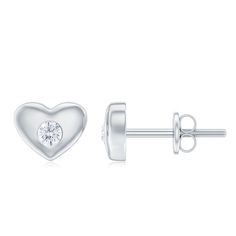 Product Details These Classic Heart Shaped Stud Earrings are a timeless addition to any jewelry collection. The petite design features a small round diamond set in a flush setting at the center. Crafted in Gold, these earrings are perfect for any occasion. Product Information SKU SHP-EARRINGS052015352 Length 5.8 mm Width 7.1 mm Height 2 mm Weight 1.29 gm (Approximate) DIAMOND INFORMATION No.of Stones 2 Pieces Total Weight 0.50 Carat (Approximate) Dimension(approx) Round-4X4 mm-2 Pcs Color HI Cut Fine Jewelry Silver Earrings With Single Diamond, Diamond White Round Cut Earrings For Valentine's Day, Brilliant Cut Cubic Zirconia Heart Earrings, Round Brilliant Cut Cubic Zirconia Heart Earrings, Valentine's Day Round Cut Diamond Earrings, Classic Heart Earrings With Brilliant Cut, Diamond White Heart Earrings As Gift, Diamond White Heart Earrings With Brilliant Cut, Gift Sterling Silver Single Diamond Earrings