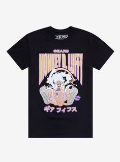 Y'all hear the Drums of Liberation?! Luffy's Gear 5 debut is here  and we're reppin' the future King of Pirates with this One Piece tee! It features Luffy's Gear 5 appearance and his name in bold up top  plus "Gear 5" in Japanese and English.100% cottonWash cold; dry lowImportedListed in men'sunisex sizes Drums Of Liberation, One Piece Luffy Gear 5, Pop Culture Gifts, One Piece Shirt, Luffy Gear 5, The Drums, Gear 5, Anime Tees, Tall Hoodies