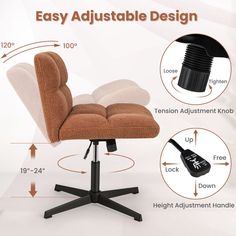 an easy chair with adjustable footrests is shown in the diagram above it's description