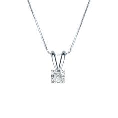 These lovely diamond solitaire pendant come set in 18k white gold metal with a 4-prong basket setting and asscher-cut natural diamond with a total weight of 0.25 ct. These pendant is available with a matching 18-inch box chain that secures with a spring-ring clasp. Platinum Pendant, Black Diamond Pendant, Black Diamond Studs, Diamond Solitaire Pendant, Halo Diamond Earrings, Solitaire Diamond Pendant, Colored Diamond Rings, Basket Setting, Halo Earrings