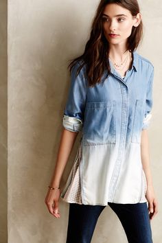 Anthropologie Weekend Wear, Tops For Women, Accessories Home, Clothing For Women, Denim Shirt, Diy Fashion, Autumn Winter Fashion, Chambray