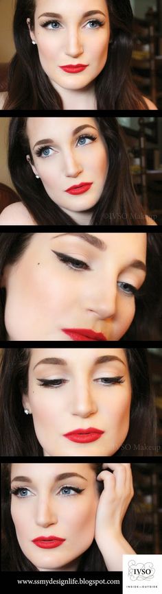 1940 Makeup, Maquillage Pin Up, 1950s Makeup, Rockabilly Makeup, 50s Makeup, Party Makeup Tutorial, Retro Hairstyles Tutorial