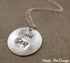 Sterling Silver Engraved Disc Necklace - Gift for Her.Stamped Necklace - Nadin Art Design - Personalized Jewelry Diamond Bar Necklace, Hand Stamped Necklace, Mom Jewelry, Sterling Silver Chain Necklace, Silver Engraving, Disc Necklace, Jewelry For Her, Rose Gold Necklace, Custom Necklace