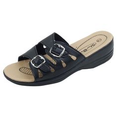 The stylish low wedge sandals is 1.5 Inch high; Size: 6.  Color: Black.  Gender: female.  Age Group: adult. Sandals For Plus Size, Low Wedge Sandals, Low Wedges, Comfortable Sandals, Wedge Sandals, Gender Female, Open Toe, Clothing And Shoes, Womens Sandals