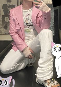 Lovecore Clothes Men, Pastel Pink Outfit Men, Y2k Pink Male Outfit, Pink Alt Outfits Male, Men In Pink Aesthetic, Lovecore Outfit Male, Pink Aesthetic Outfits Men, Pastel Mens Clothes, Bimbocore Outfits Male