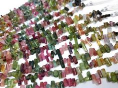 Natural Tourmaline Side Drilled Stick Beads, Gemstone Beads, Natural Tourmaline Beads, Jewelry Supplies, Wholesale Bulk Beads, 8&quot; Strand Jewelry Supplies Wholesale, How To Calm Nerves, San Ramon, Tourmaline Beads, Beads Jewelry, Color Shades, Beautiful Bracelet, Jewelry Supplies, Gemstone Beads