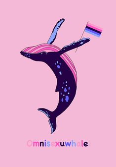 an image of a whale with a flag on it's back and the words omnis xwuhle