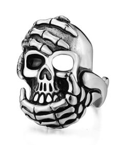 Some people don't understand only the hard way, this punk ring jewelry will make it clear, you don't have too much patience! Stainless Steel 316L : does not blacken, resistant to chlorine No form of discomfort on your skin Neat details STANDARD SHIPPING OFFERED ☠️ Refer to our MEASURING GUIDE if you're not sure what size to order.. ☠️👉Discover our collection Skull Rings Adjustable Punk Rings For Halloween, Gothic Skull Ring In Stainless Steel For Halloween, Punk Stainless Steel Rings For Halloween, Punk Metal Skull Ring For Halloween, Punk Style Metal Skull Ring For Halloween, Punk Skull Ring For Halloween, Unique Metal Rings For Halloween, Halloween Stainless Steel Ring Jewelry, People Don't Understand