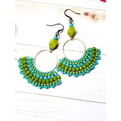 These earrings will add the pop of color for any outfit. Stylish and fun, you can't go wrong.  Turquoise and Chartreuse green Czech seed beads Dyed jade beads Brass Antique... Handmade Green Beaded Earrings, Green Beaded Fun Earrings, Turquoise Chandelier Earrings With Colorful Round Beads, Turquoise Czech Glass Beaded Earrings For Pierced Ears, Turquoise Dangle Hoop Earrings With Colorful Beads, Handmade Turquoise Beaded Earrings With Czech Glass, Turquoise Czech Glass Dangling Beads Earrings, Turquoise Earrings With Colorful Czech Glass Beads, Turquoise Earrings With Colorful Round Beads