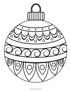 a black and white christmas ornament with hearts on the bottom, in an ornate style