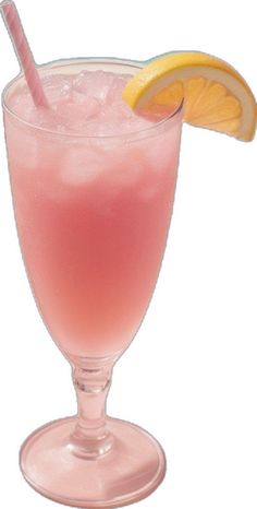 a pink drink with lemon wedges and a straw