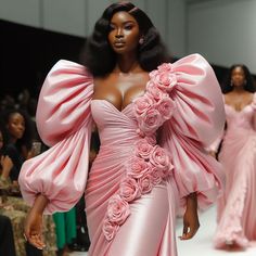 Create a unique fashion design like this using your phone in a few minutes. Learn how to, by clicking the Selar link  up Event Gowns, Mother Of Groom Outfits, Lace Princess Wedding Dresses, African Wedding Attire, Fashion Design Books, Fashion Book, Bridal Shower Dress, Pink Panther