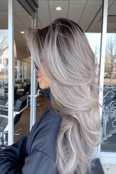 Ideas For Dark Brown Hair, Hiding In The Shadows, Grey Blending, Natural Dark Hair, Ideas For Dark Hair, Silver Hair Highlights, Brown Hair Inspiration