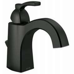 a black faucet with the handle extended