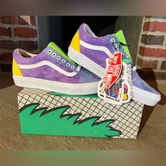 Nwt Size 7.5 Men Color: Yellow, Green, Purple, Blue Vans Old Skool Checkerboard, White High Top Vans, Vans Skateboard, Vans Skate Shoes, Anderson Paak, Red High Tops, Black High Top Sneakers, Sneakers Multicolor, Vans Black And White