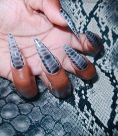 #snakeskinnails #snakeprintnail #nailsart #nails #animalprintnails

Snake skin nail art mimics the distinctive pattern and texture of a snake's scales, typically achieved through a combination of nail polish, nail wraps, or stamping techniques. This trend offers a daring and edgy look, often featuring bold colors like metallics and dark hues to enhance the reptilian aesthetic. Snake skin nail art adds a touch of fierceness and exotic flair to any manicure, making it a popular choice for those se Animal Nail Designs, Print Nails, Dope Nail Designs, Animal Nails, Nail Envy