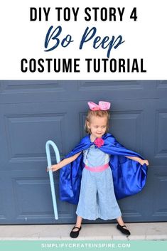 This DIY Toy Story Bo Peep costume tutorial is perfect for kids or can easily be adapted for women too. This Little Bo Peep costume idea is perfect for a Toy Story family costume or simply too dress as Bo Peep for your next fancy dress party or Halloween. Easy DIY costume for kids. Toy Story Bo Peep Costume, Little Bo Peep Costume, Disney Costumes For Kids, Diy Costumes Kids, Diy Halloween Costume, Diy Costume, Bo Peep, Easy Costumes