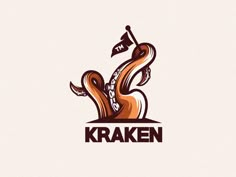 the logo for kraken is an octopus with a flag