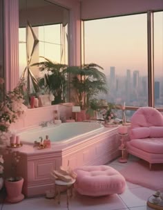 80’s interior bathroom pink miami vibes Dream House Aesthetic, 80s Decor, Interior Bathroom, Dream House Rooms